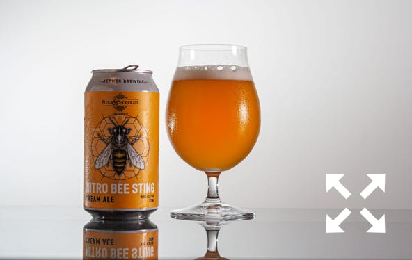 Aether Brewing collaberation with Flour and Chocolate. A Honey Bee Sting Nitro Ale